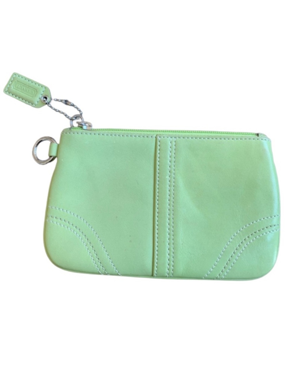 COACH Lime Green Leather with Silver Hardware Wristlet